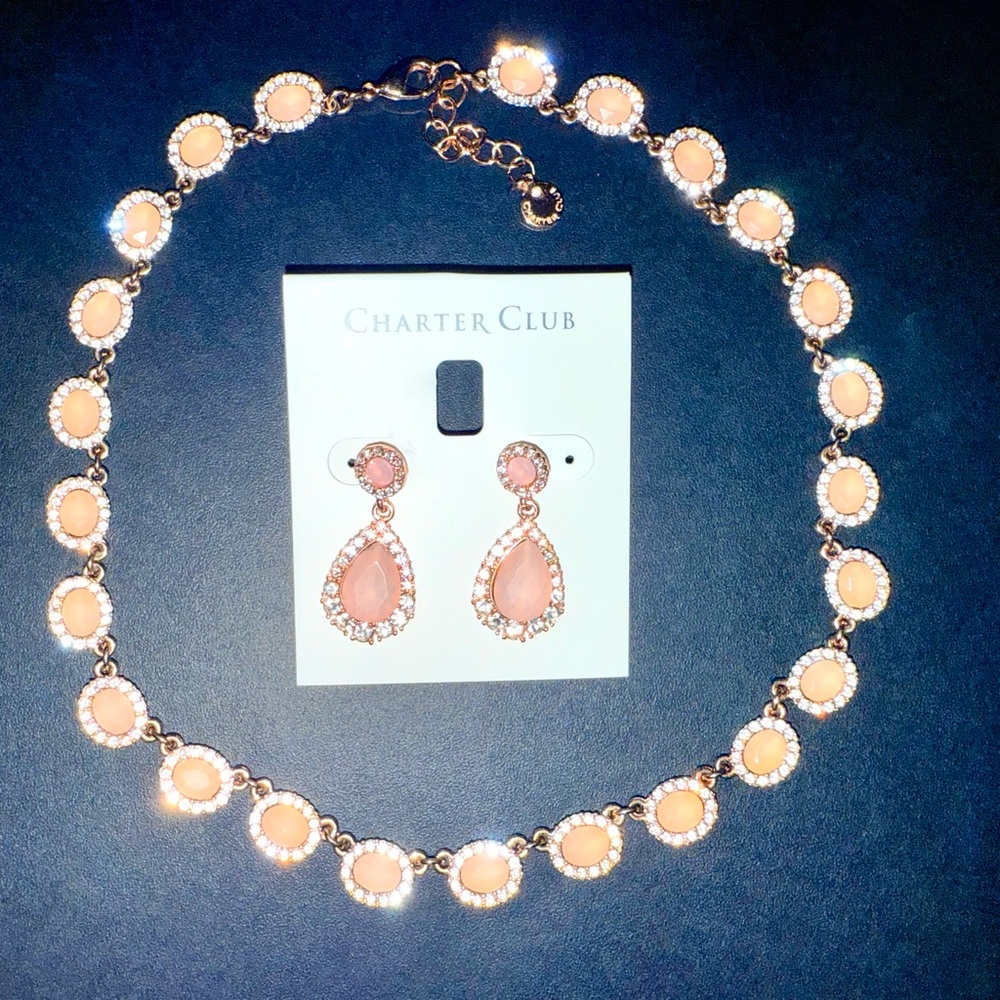 Charter Club Pink and Gold Necklace Set